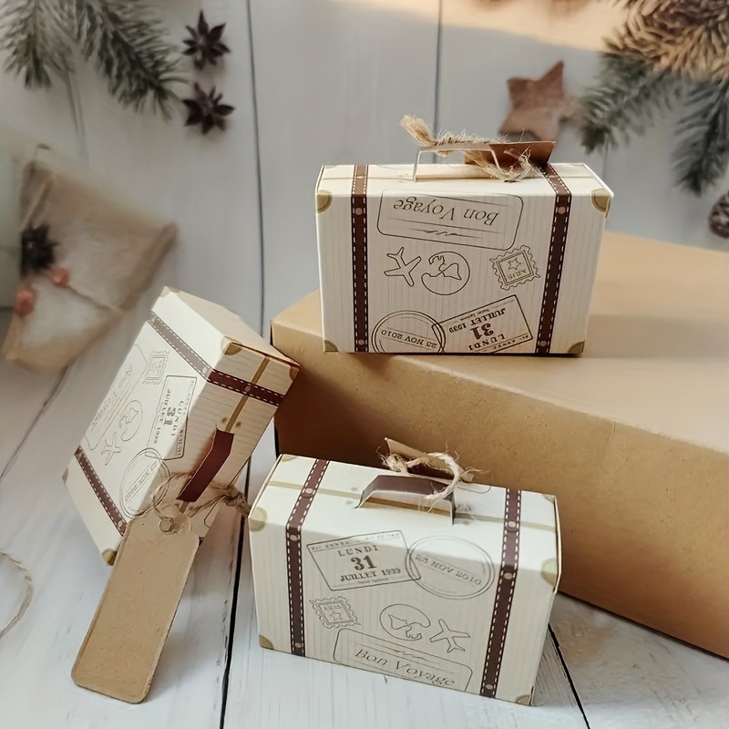 100pcs Mini Luggage Gift Boxes with Tags & Twine